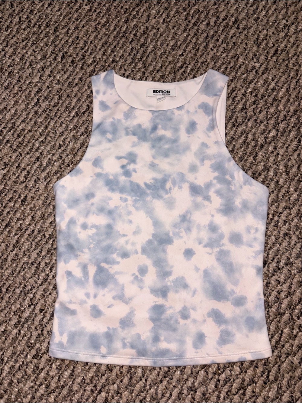 Express Blue and White Tie-Dye Tank Camisole